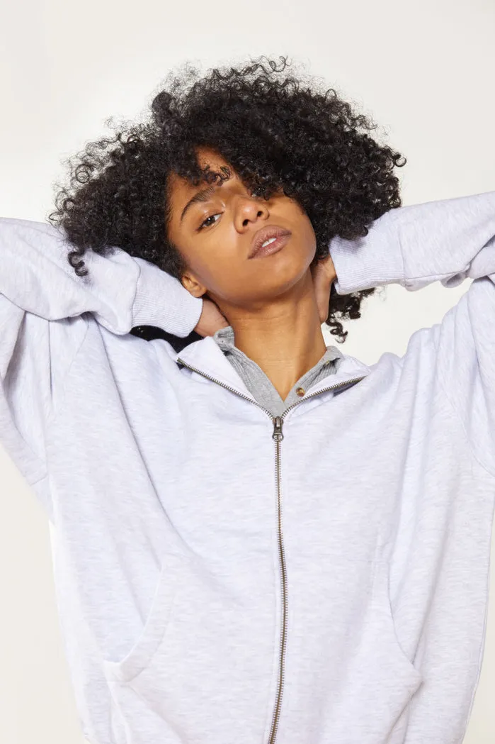 NTRLS Grey Marl Oversized Zip Through Hoodie