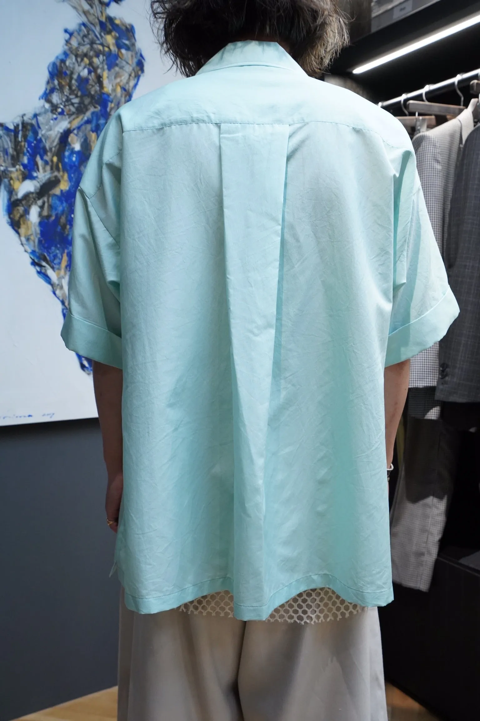 OPEN COLLAR SLIT SHIRT (MINT)