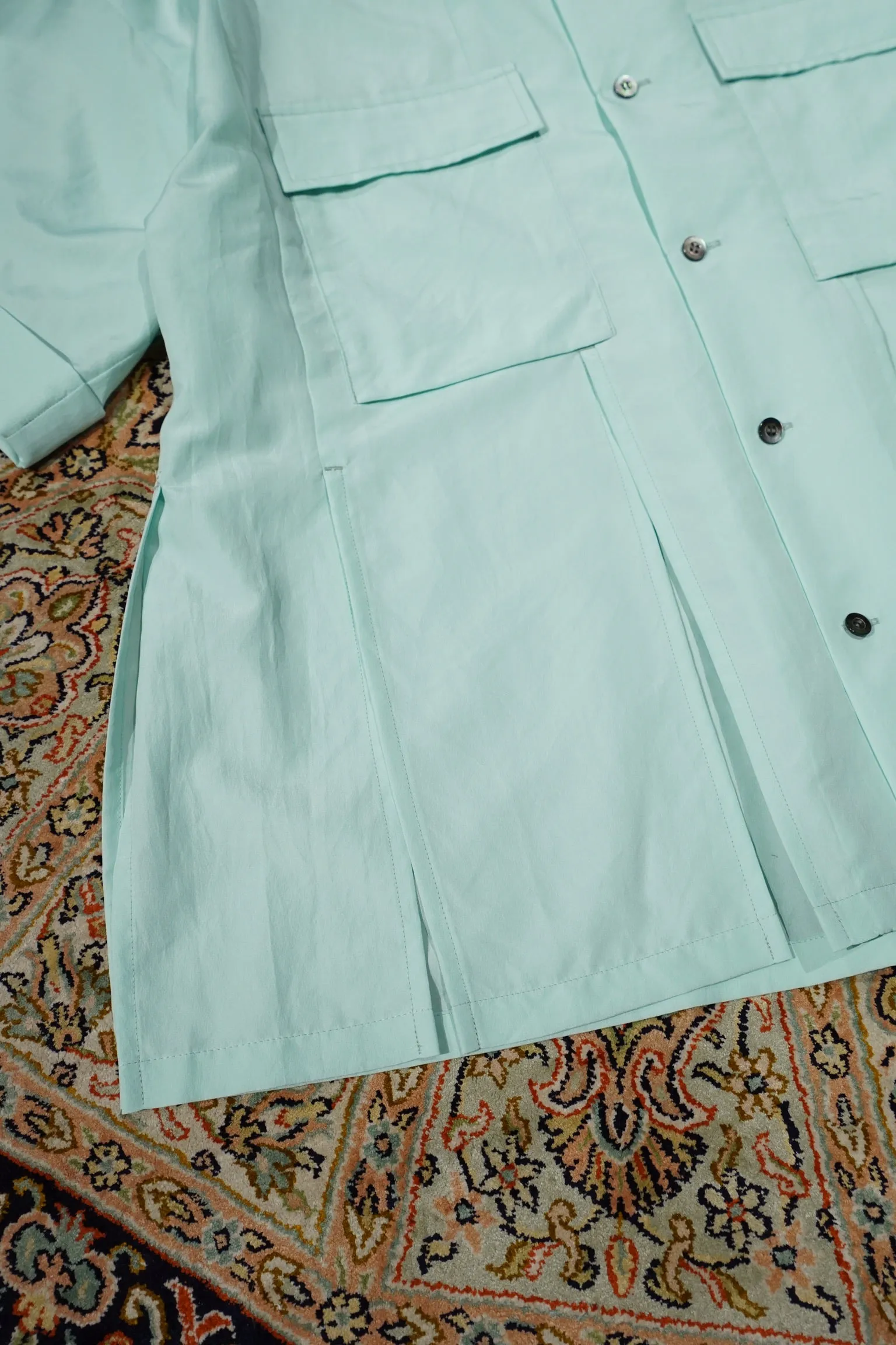 OPEN COLLAR SLIT SHIRT (MINT)