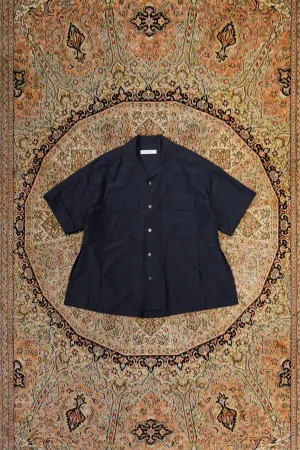 OPEN COLLAR SLIT SHIRT (NAVY)