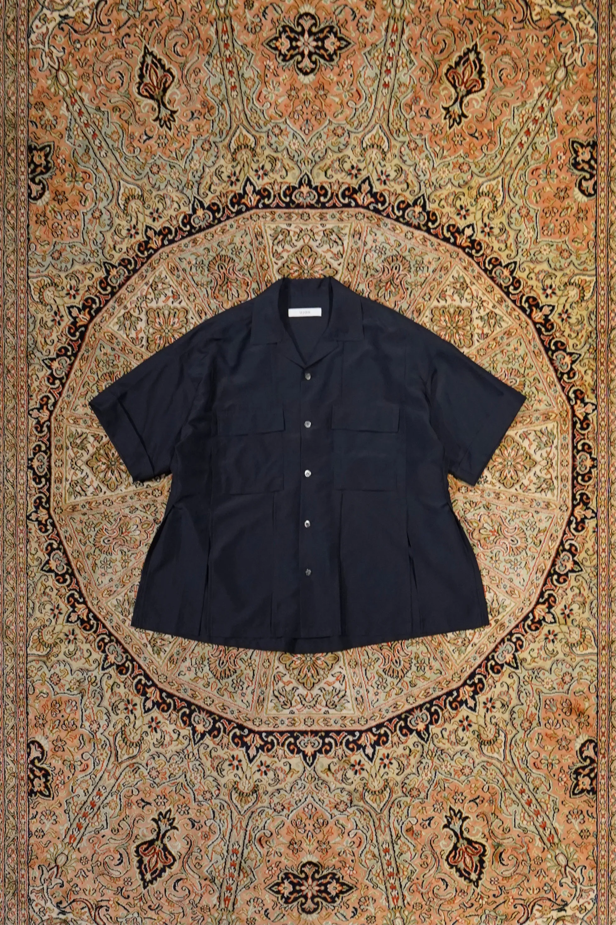 OPEN COLLAR SLIT SHIRT (NAVY)