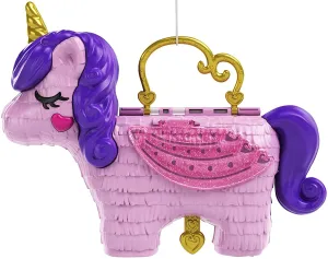 Polly Pocket Unicorn Party Large Compact Playset with Micro Polly & Lila Dolls, 25  Surprises