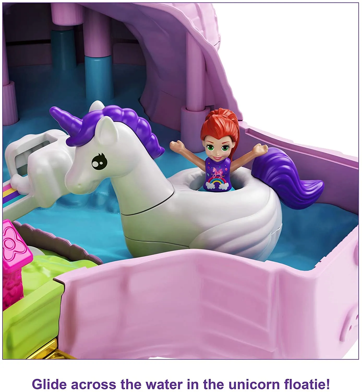 Polly Pocket Unicorn Party Large Compact Playset with Micro Polly & Lila Dolls, 25  Surprises