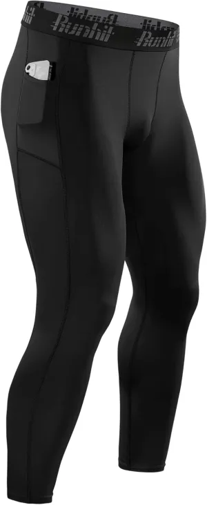 Runhit Mens Compression Pants Running Tights Pockets Sports Leggings Spandex Workout Cycling Athletic Thermal