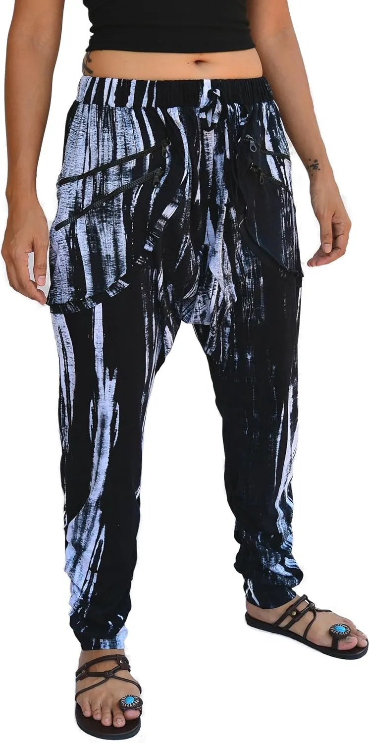 Sakoonee Casual Yoga Lounge Harem Pants Baggy Trousers Unisex Cotton 2 Pockets with Zipper