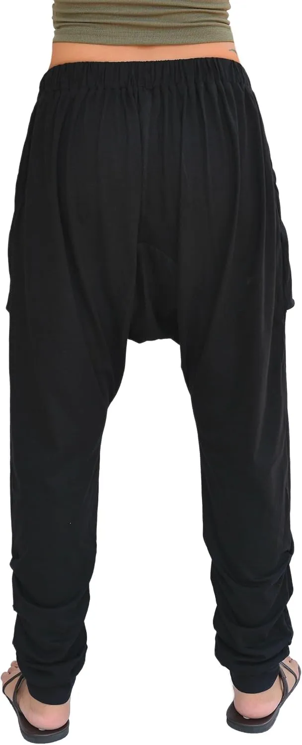 Sakoonee Casual Yoga Lounge Harem Pants Baggy Trousers Unisex Cotton 2 Pockets with Zipper