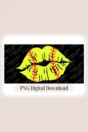 Softball Lips PNG Sublimation Design