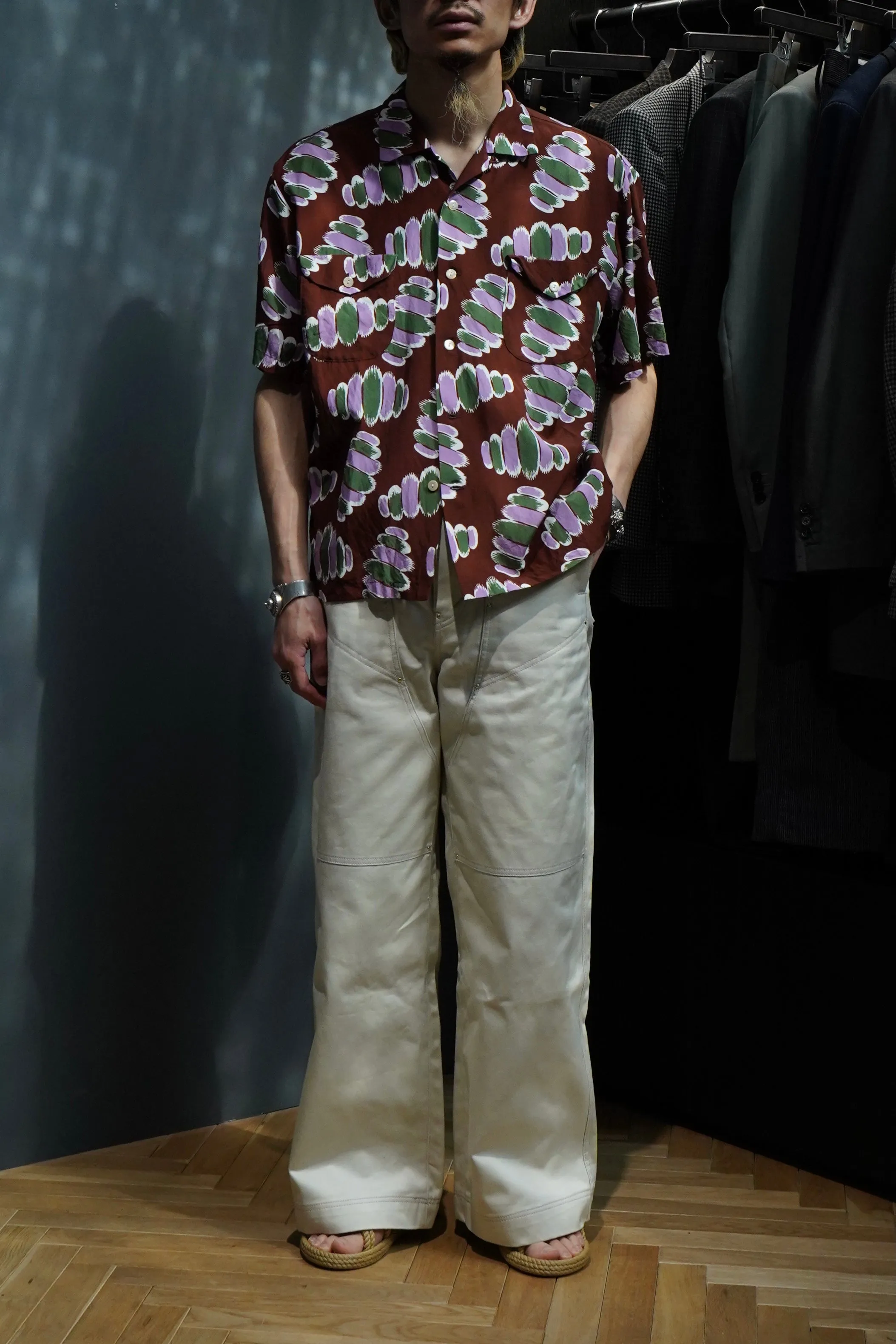 SOLARIS&Co. ATOMIC OPEN COLLAR S/S SHIRT (BURGUNDY)