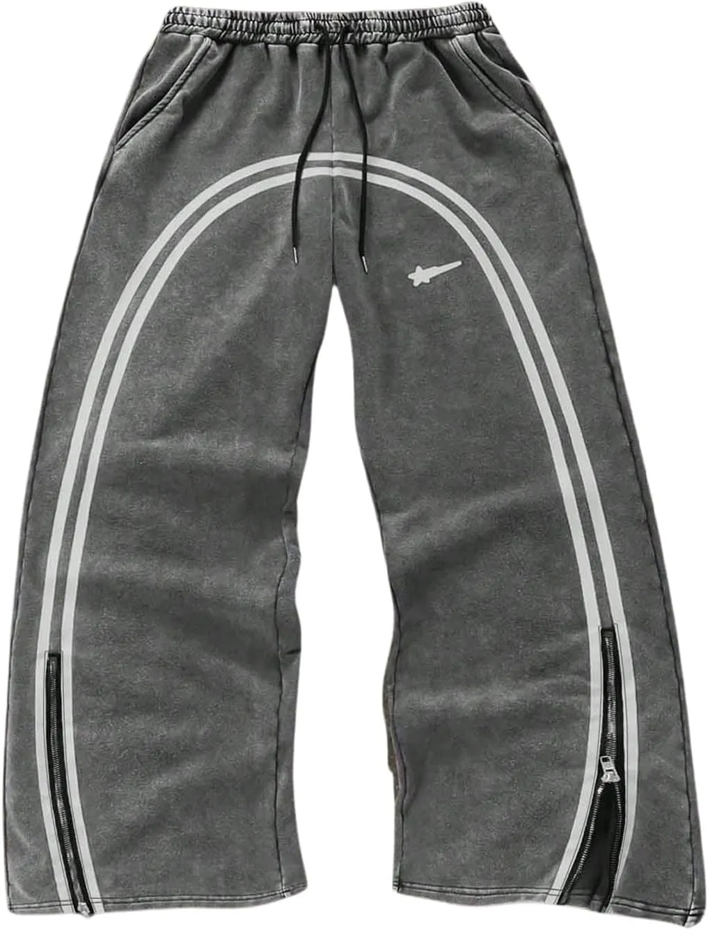 SOLY HUX Men's Side Striped Sweatpants Drawstring Waist Zipper Baggy Wide Leg Pants Streetwear