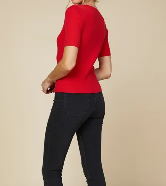 Square Neck S/S Sweater
