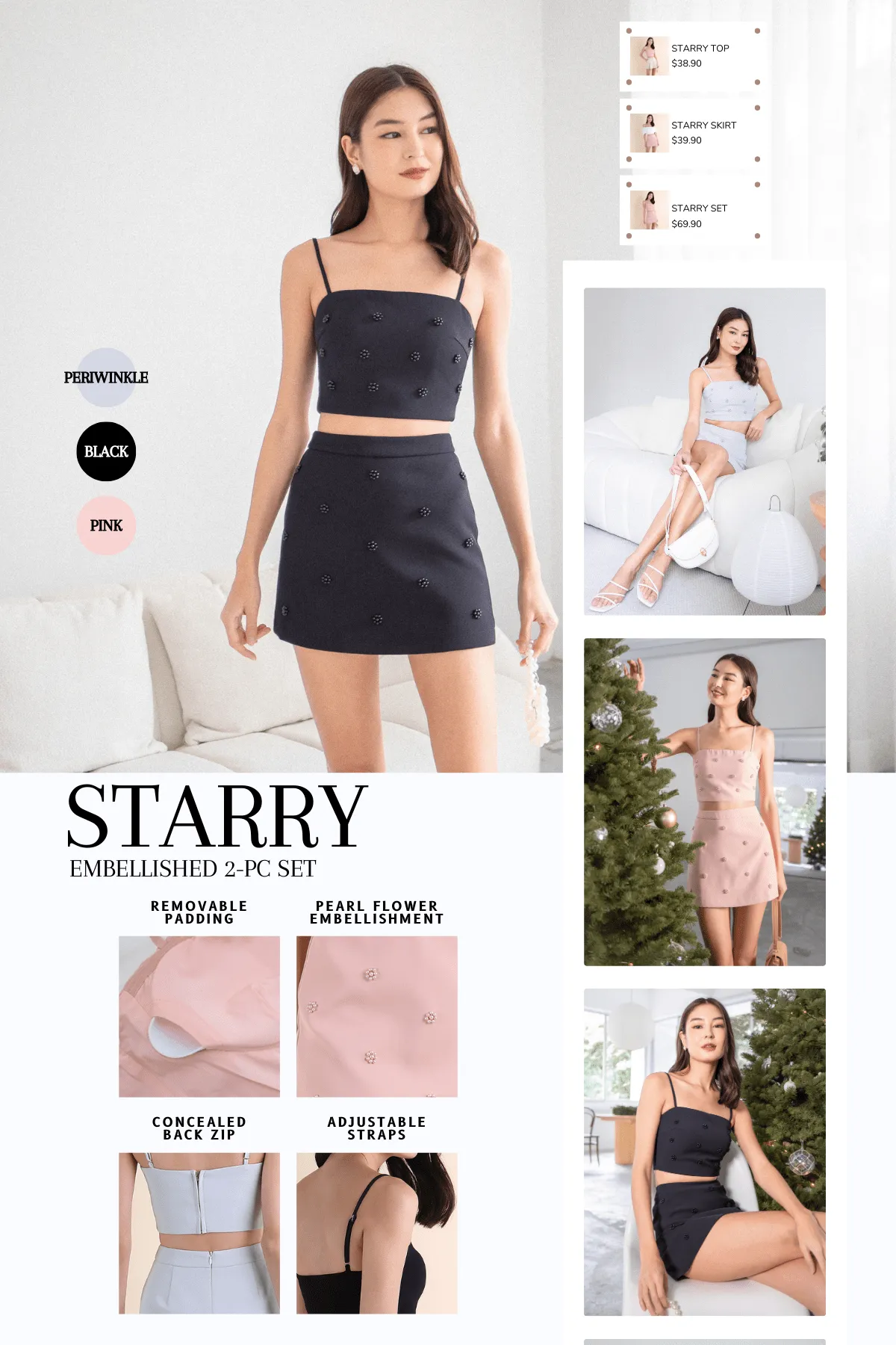 STARRY EMBELLISHED SKIRT IN PERIWINKLE