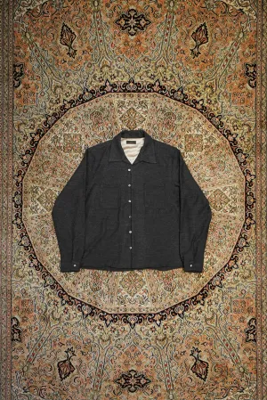 STEAF OPEN COLLAR SHIRT (DARK BROWN)
