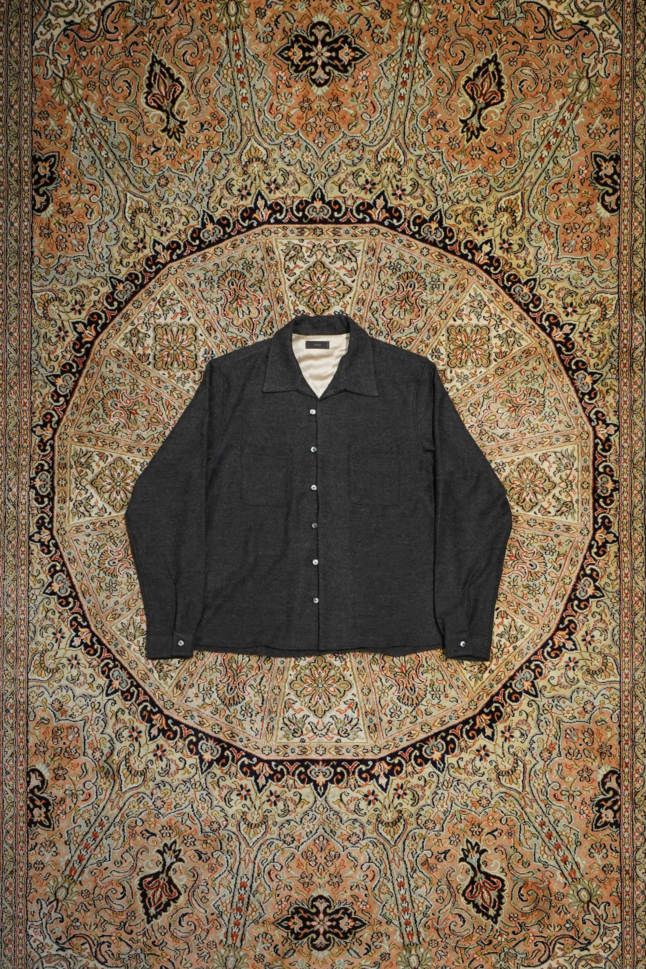 STEAF OPEN COLLAR SHIRT (DARK BROWN)