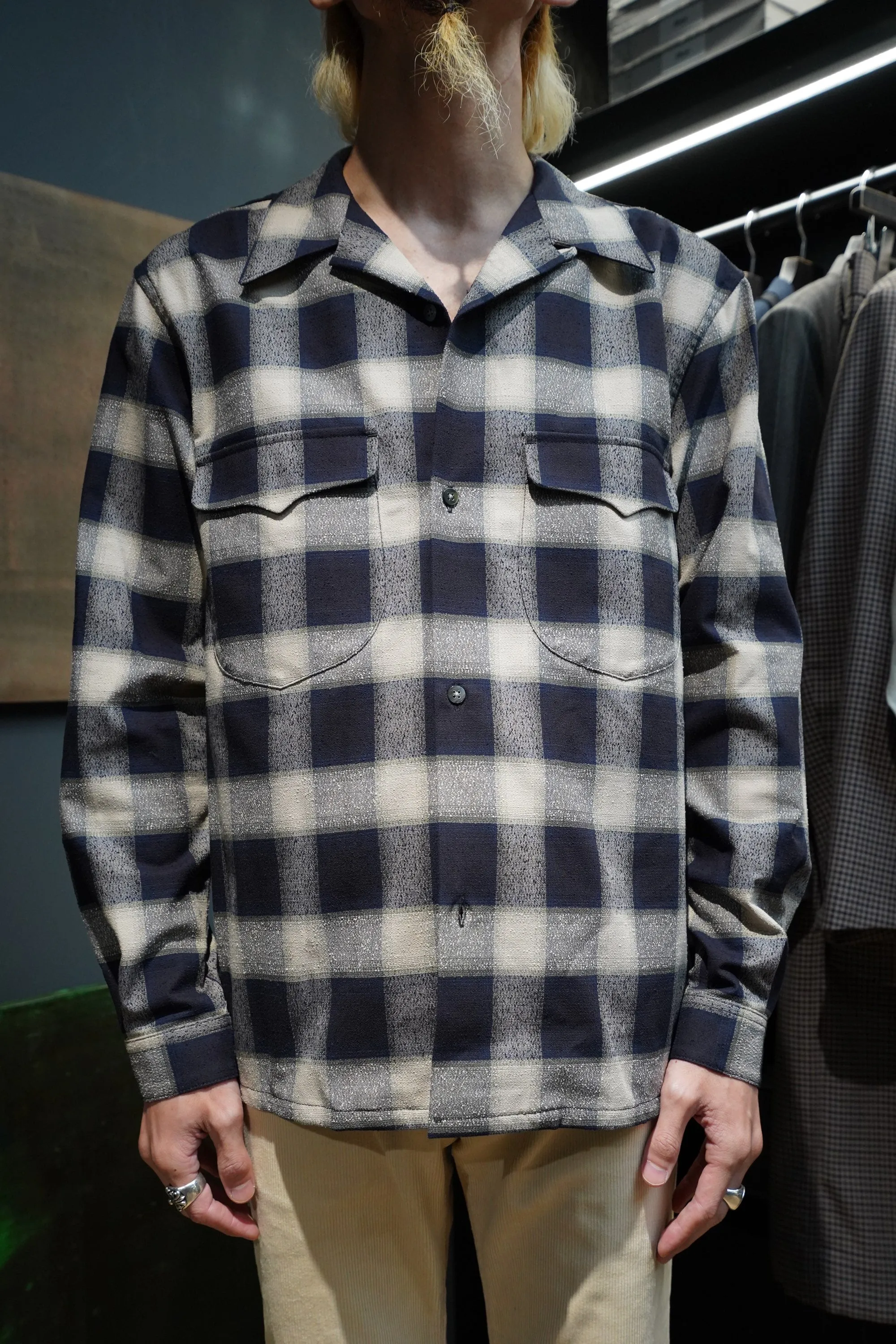 SUGARHILL OMBRE OPEN-COLLAR SHIRT(NAVY OMBRE)