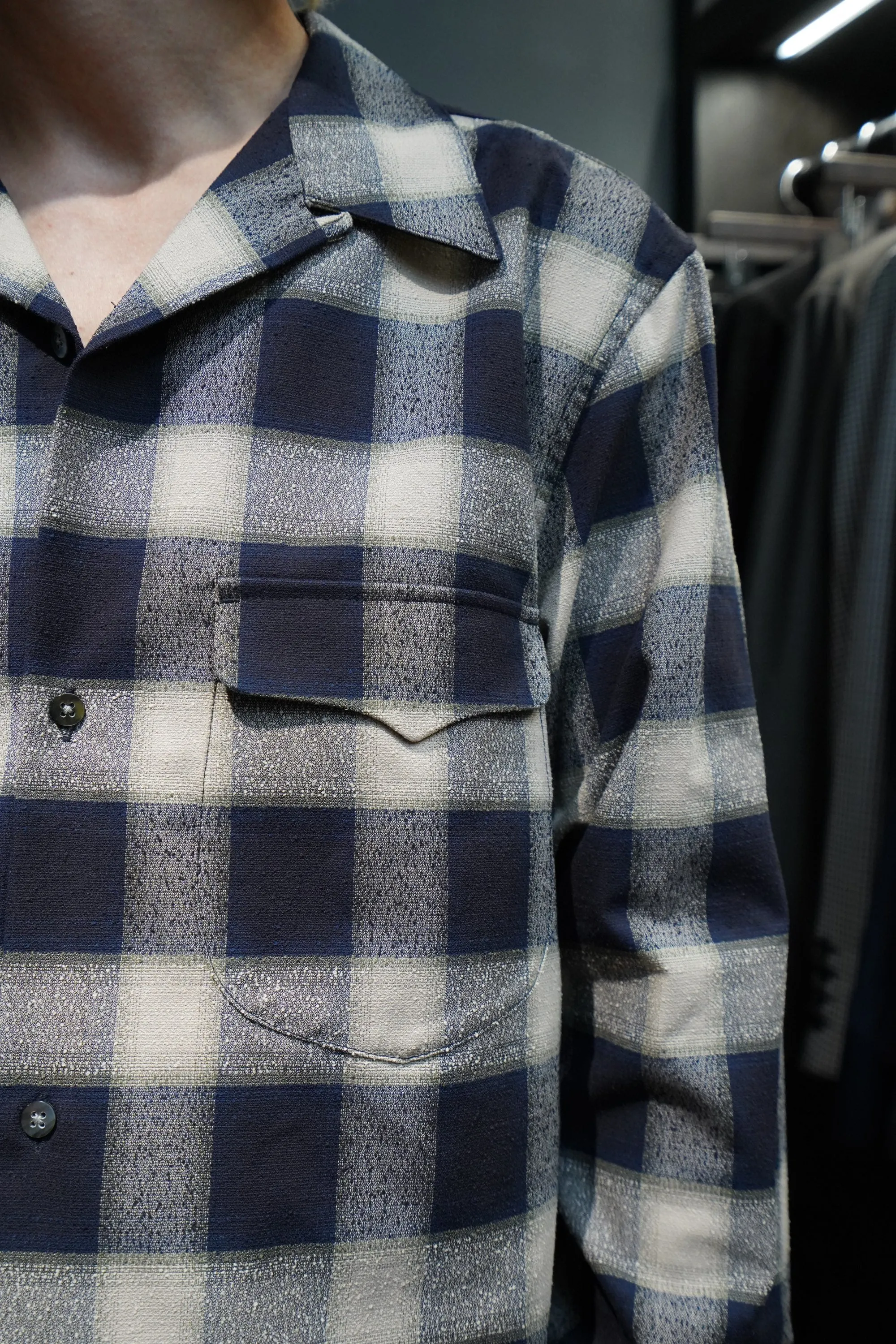 SUGARHILL OMBRE OPEN-COLLAR SHIRT(NAVY OMBRE)