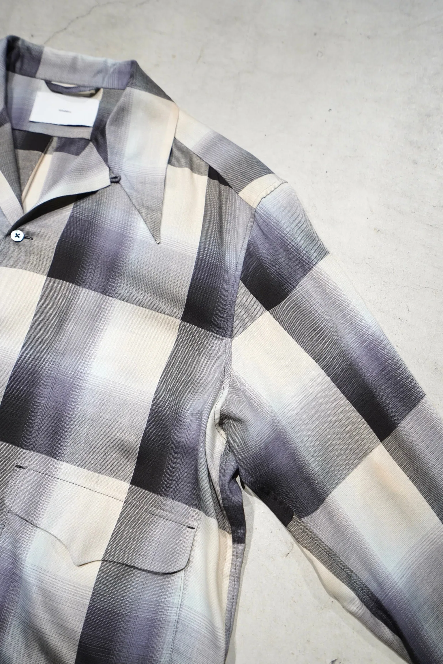 SUGARHILL Ombre Panama Open-collar Shirt (BLACK)