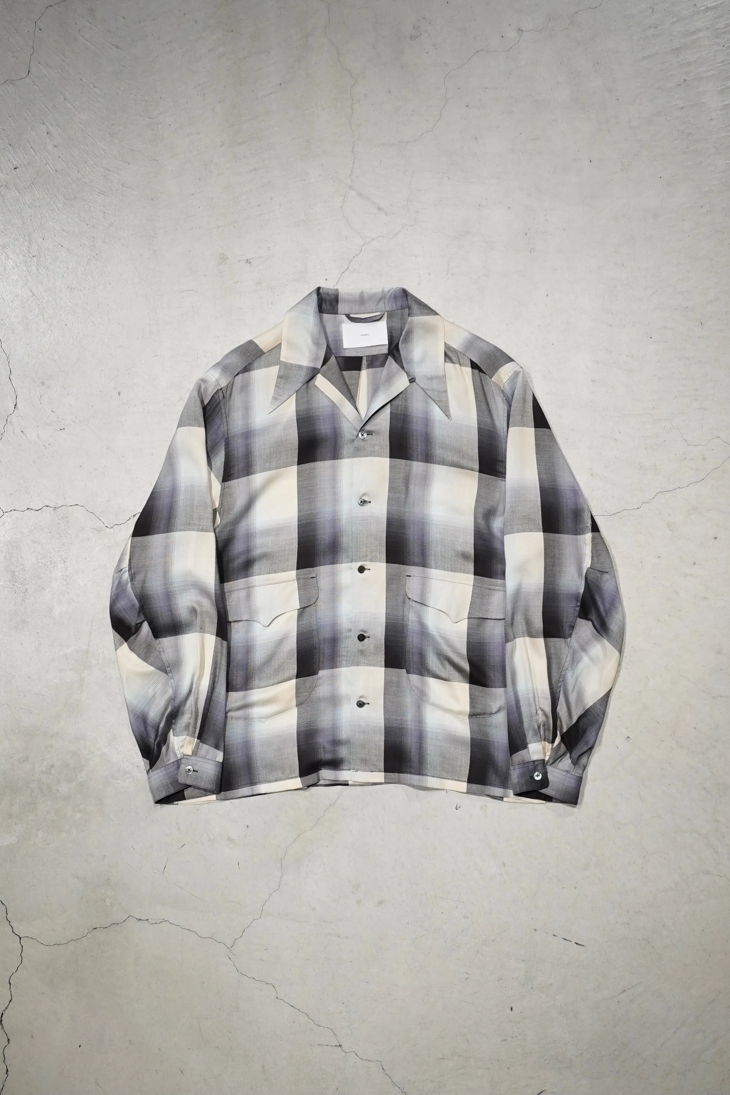 SUGARHILL Ombre Panama Open-collar Shirt (BLACK)