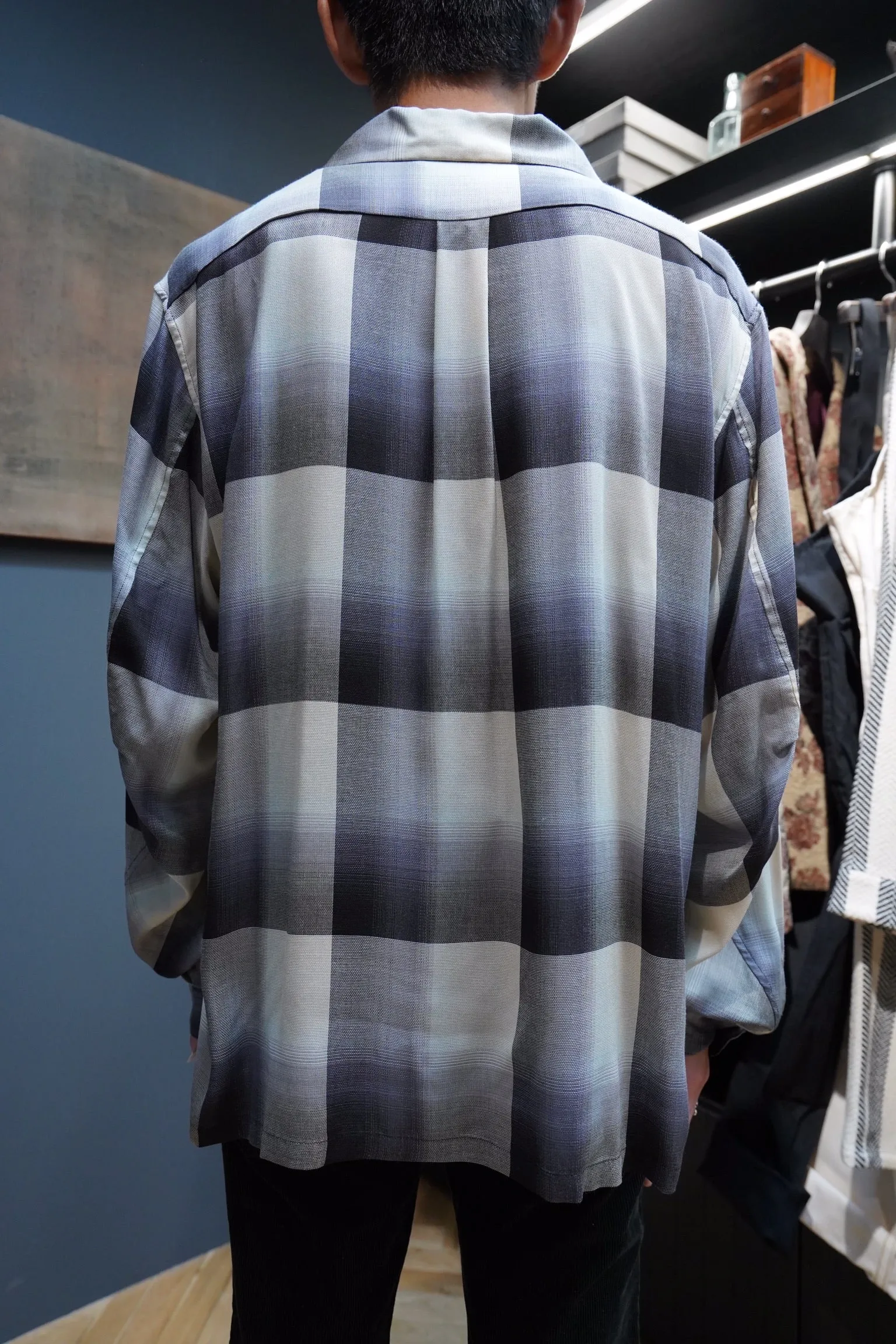 SUGARHILL Ombre Panama Open-collar Shirt (BLACK)
