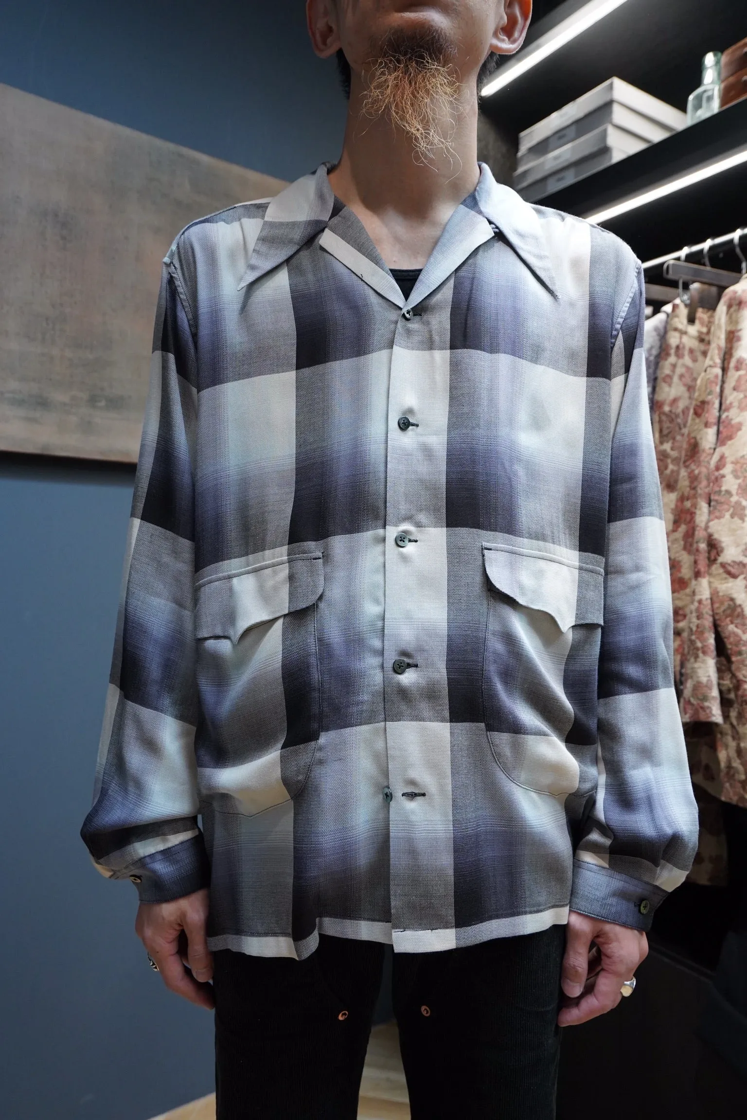 SUGARHILL Ombre Panama Open-collar Shirt (BLACK)
