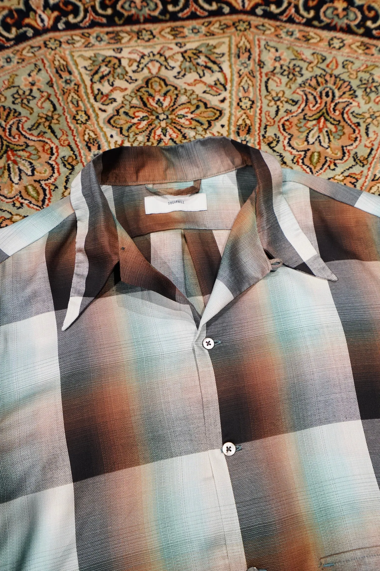 SUGARHILL Ombre Panama Open-collar Shirt (GREEN)