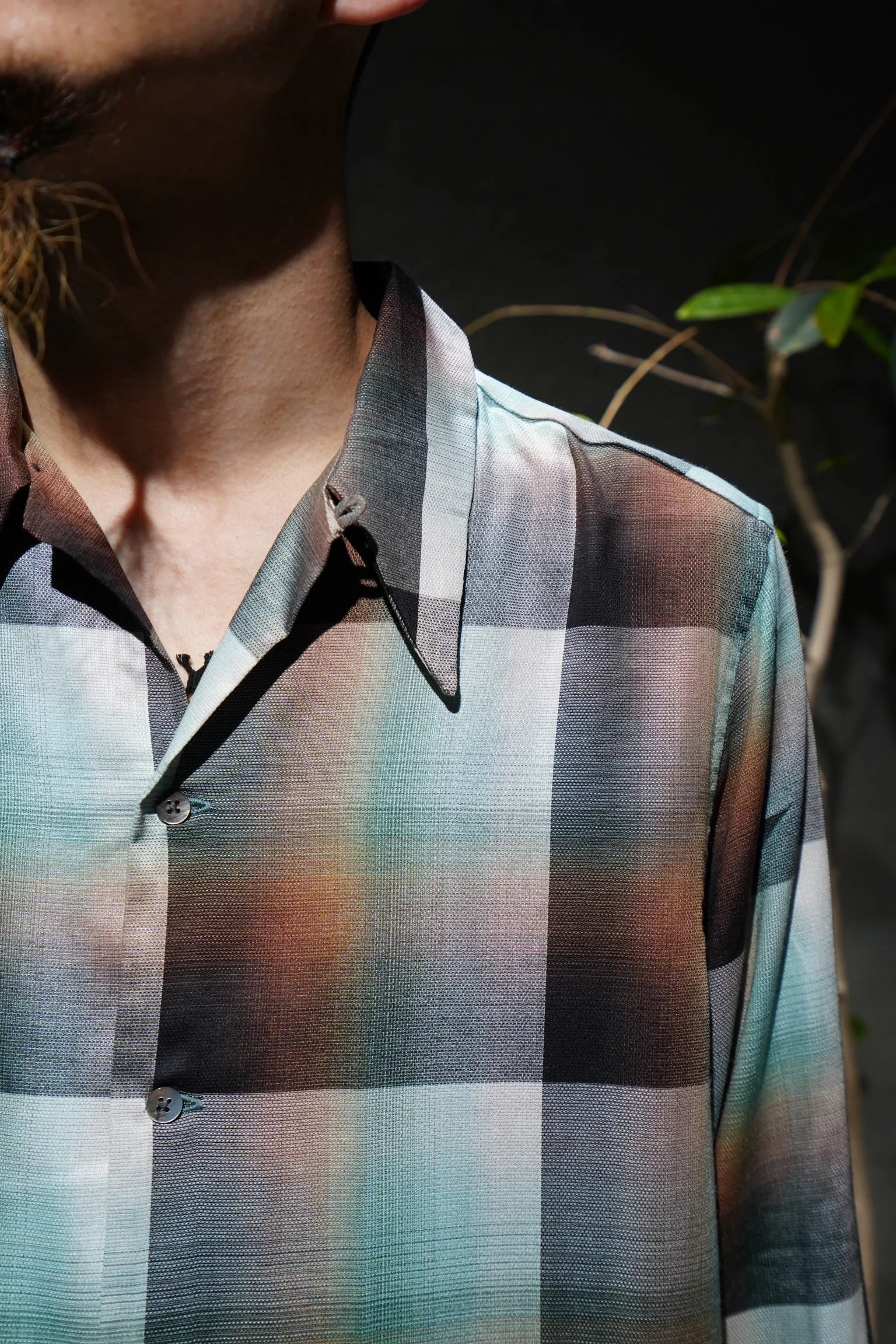 SUGARHILL Ombre Panama Open-collar Shirt (GREEN)