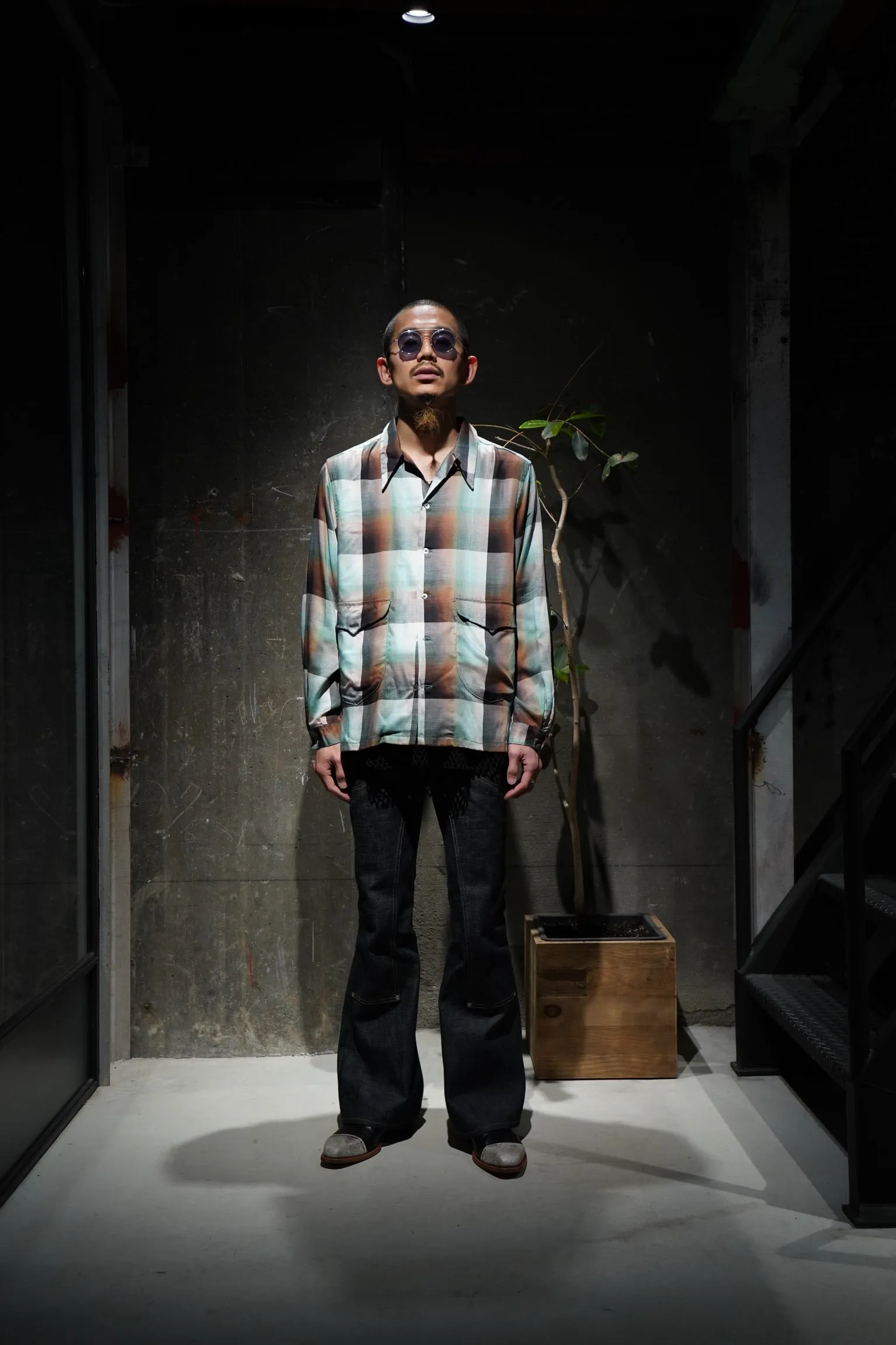 SUGARHILL Ombre Panama Open-collar Shirt (GREEN)