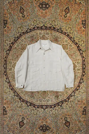 SUGARHILL Silk Linen Stripe Open-collar Shirt