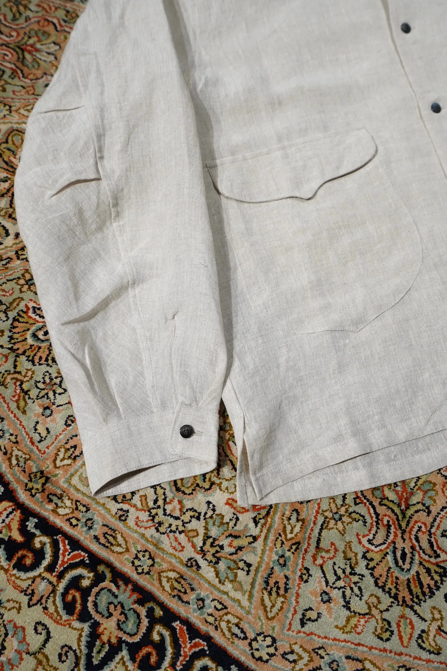 SUGARHILL Silk Linen Stripe Open-collar Shirt