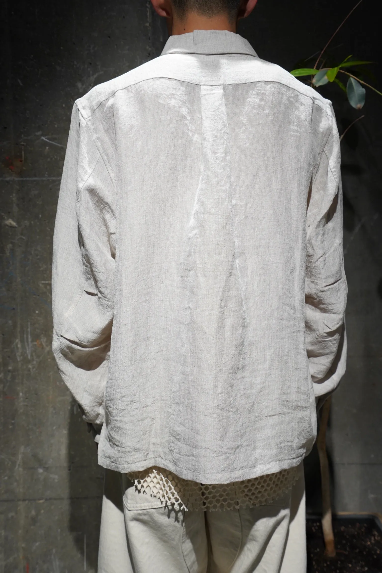 SUGARHILL Silk Linen Stripe Open-collar Shirt