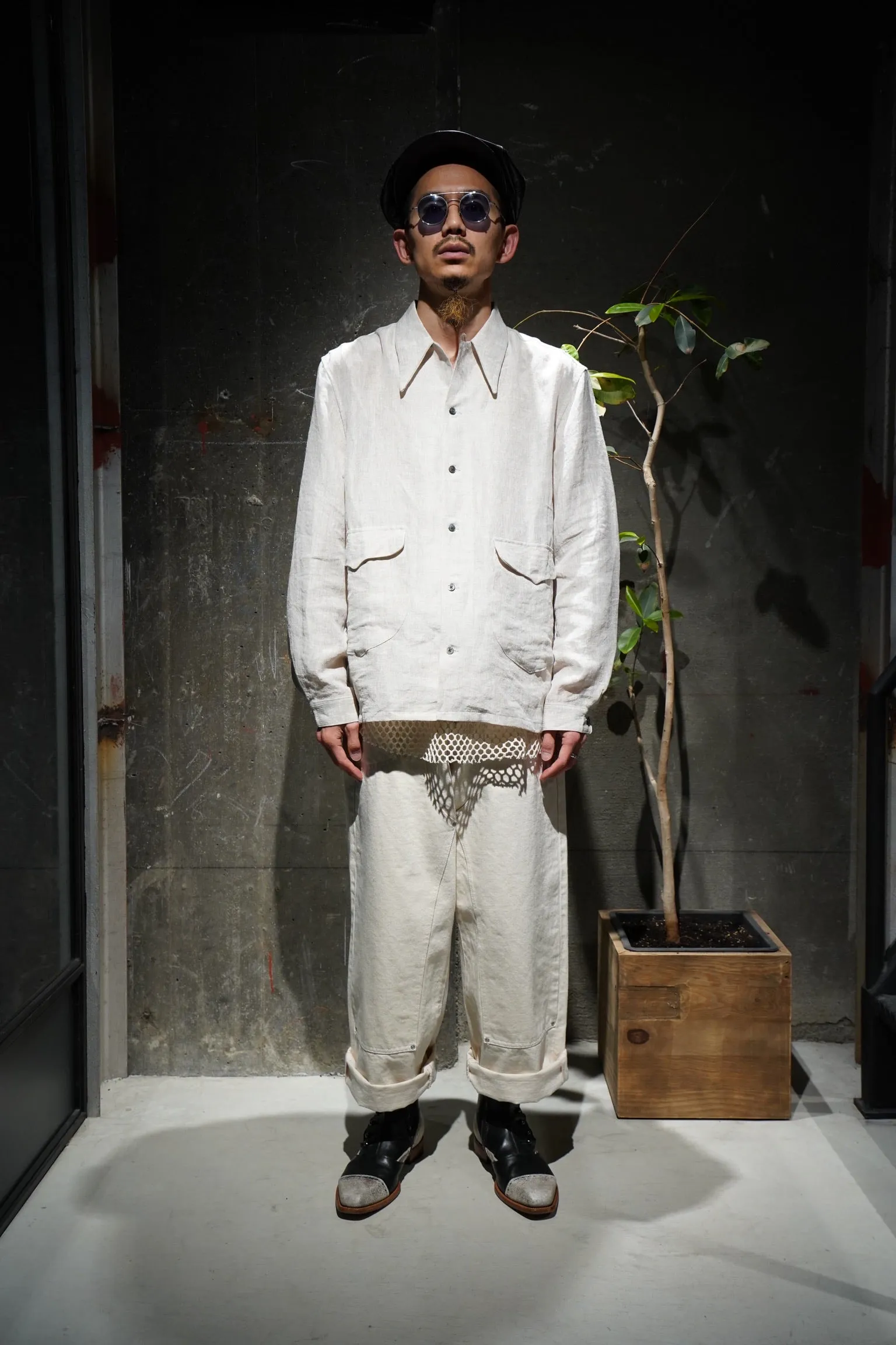 SUGARHILL Silk Linen Stripe Open-collar Shirt