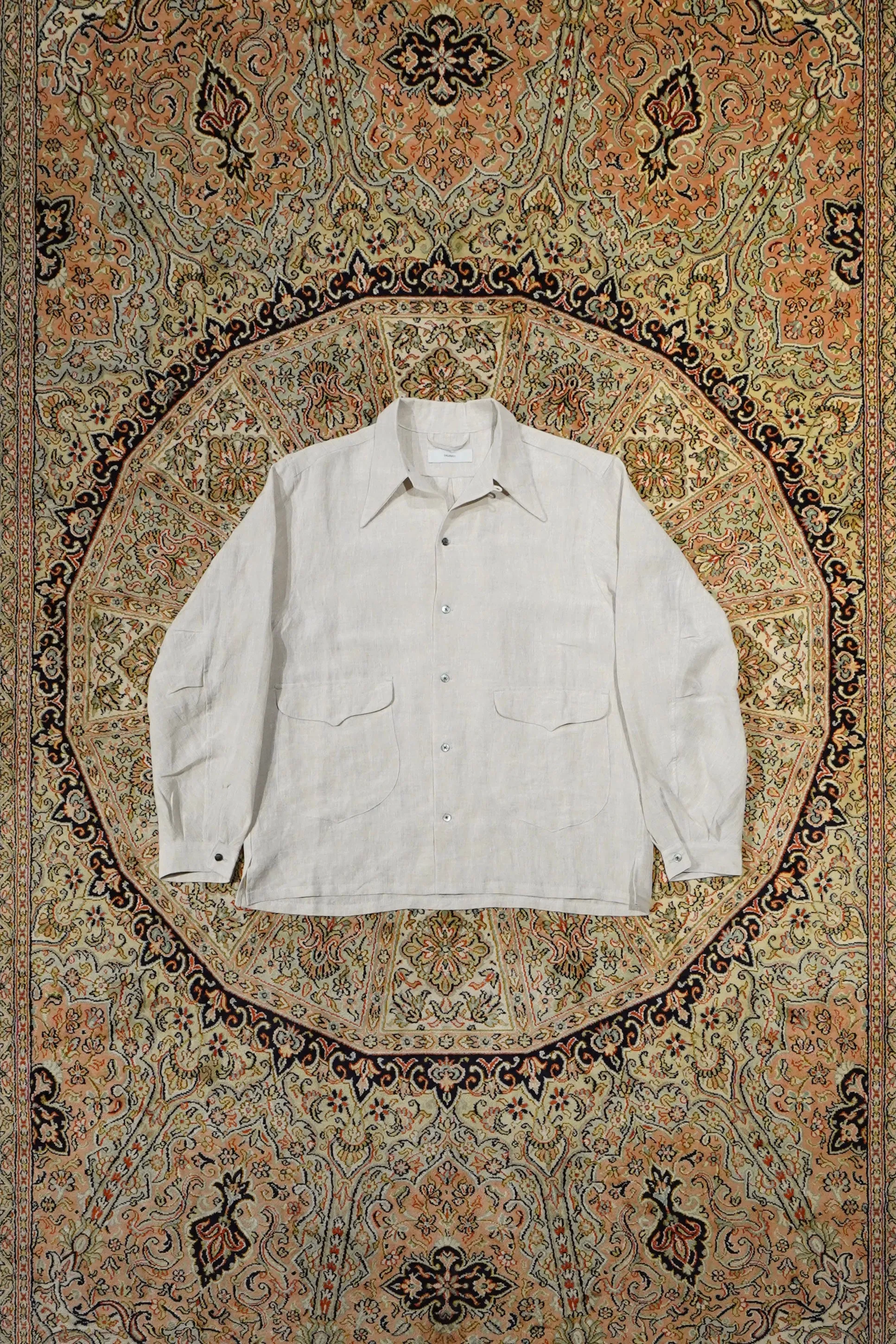 SUGARHILL Silk Linen Stripe Open-collar Shirt