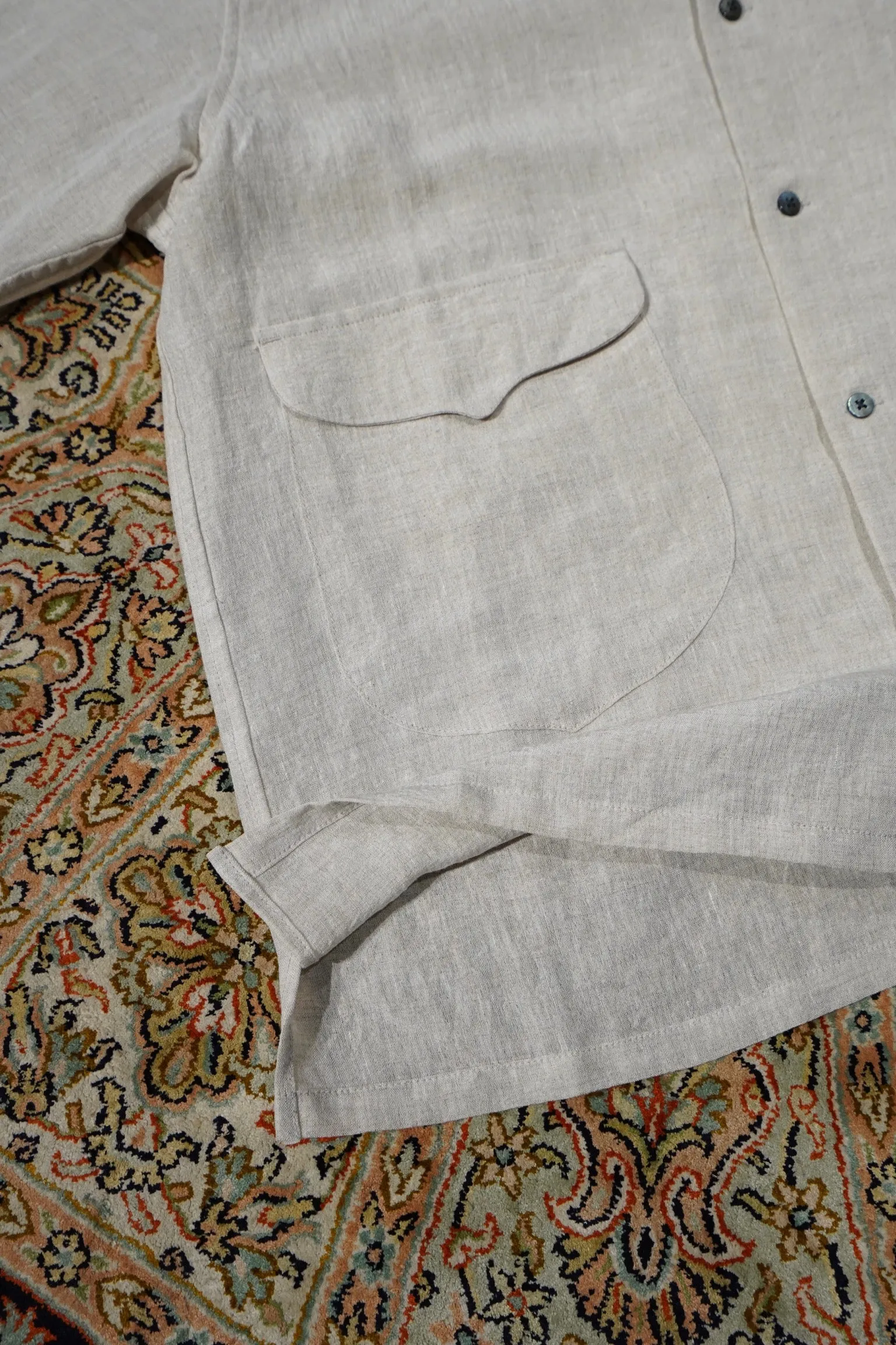 SUGARHILL Silk Linen Stripe Open-collar Shirt
