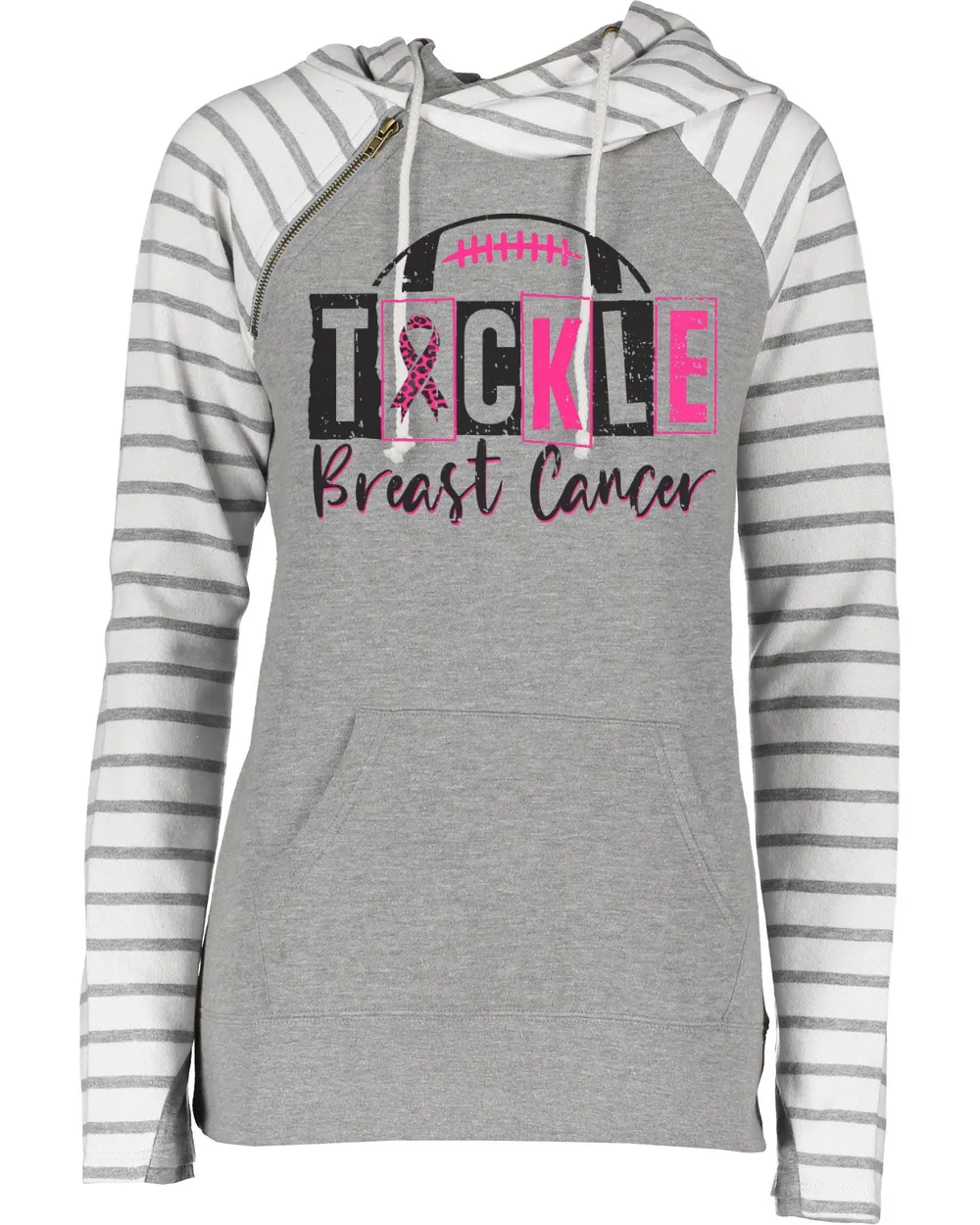 Tackle Cancer Block Football Cowl Double Hood Top
