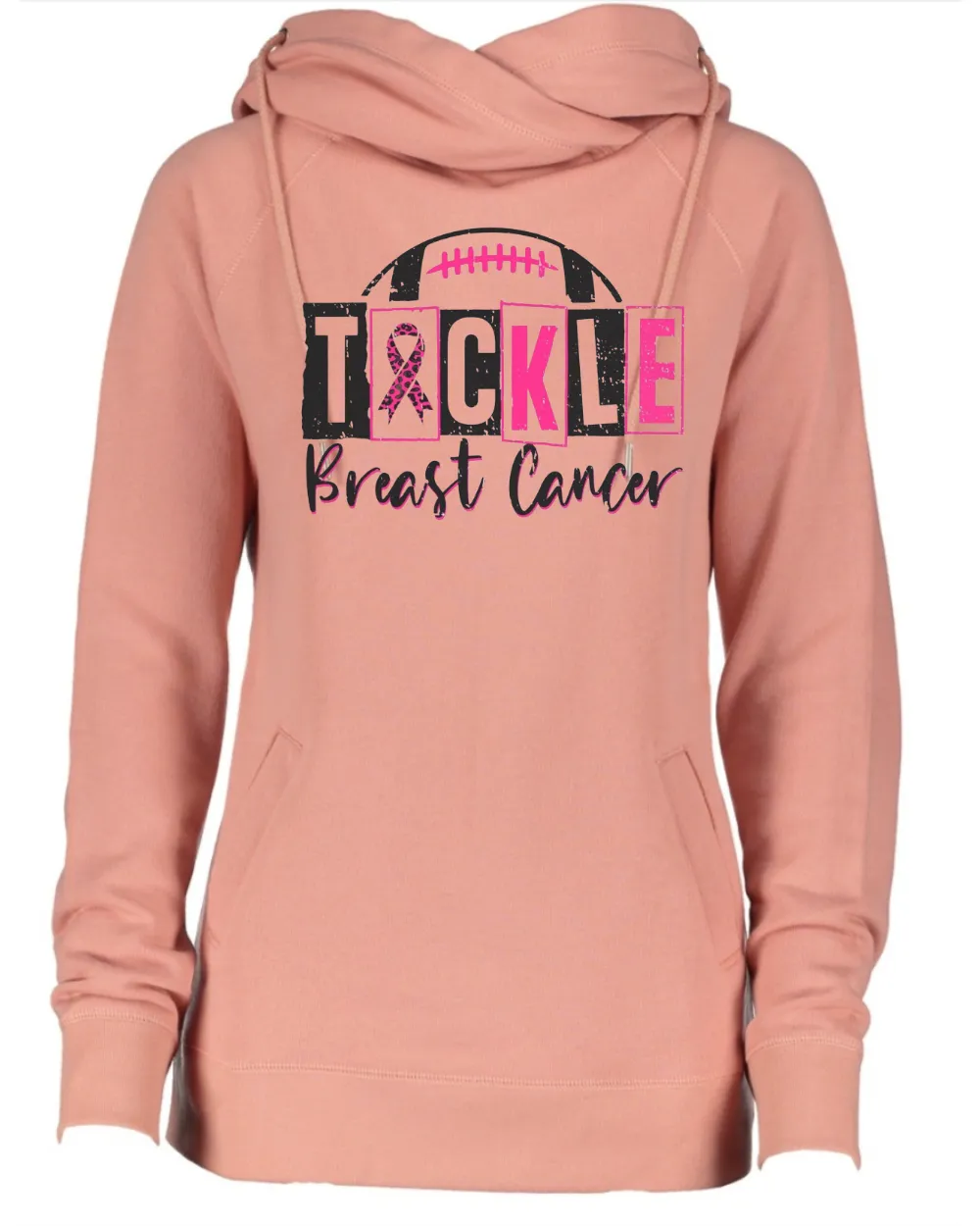 Tackle Cancer Block Football Cowl Double Hood Top