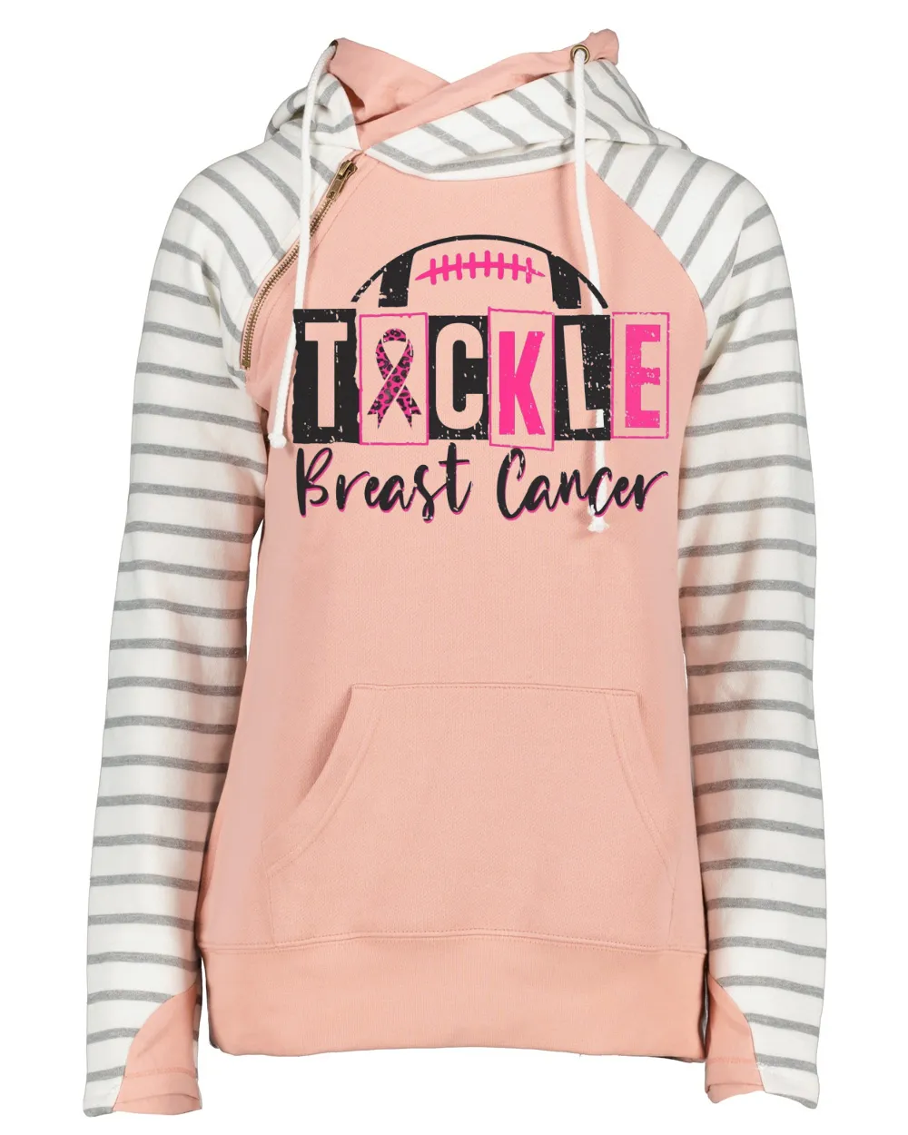 Tackle Cancer Block Football Cowl Double Hood Top