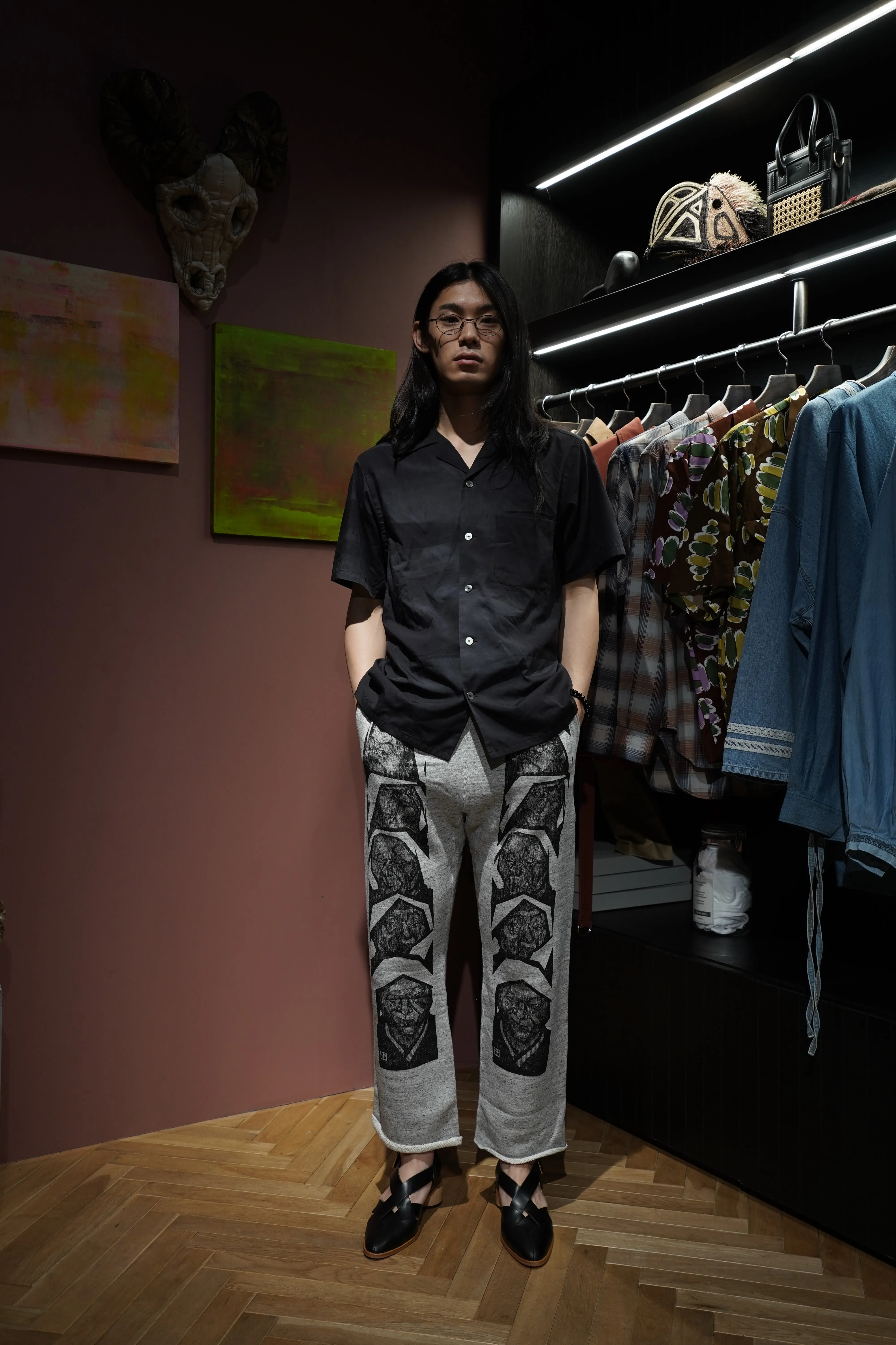 Taiga Takahashi OPEN COLLAR SHIRT (KAMISOE PRINT)