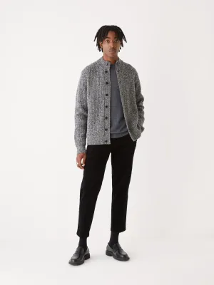 The Donegal Button-Up Sweater in Grey Black
