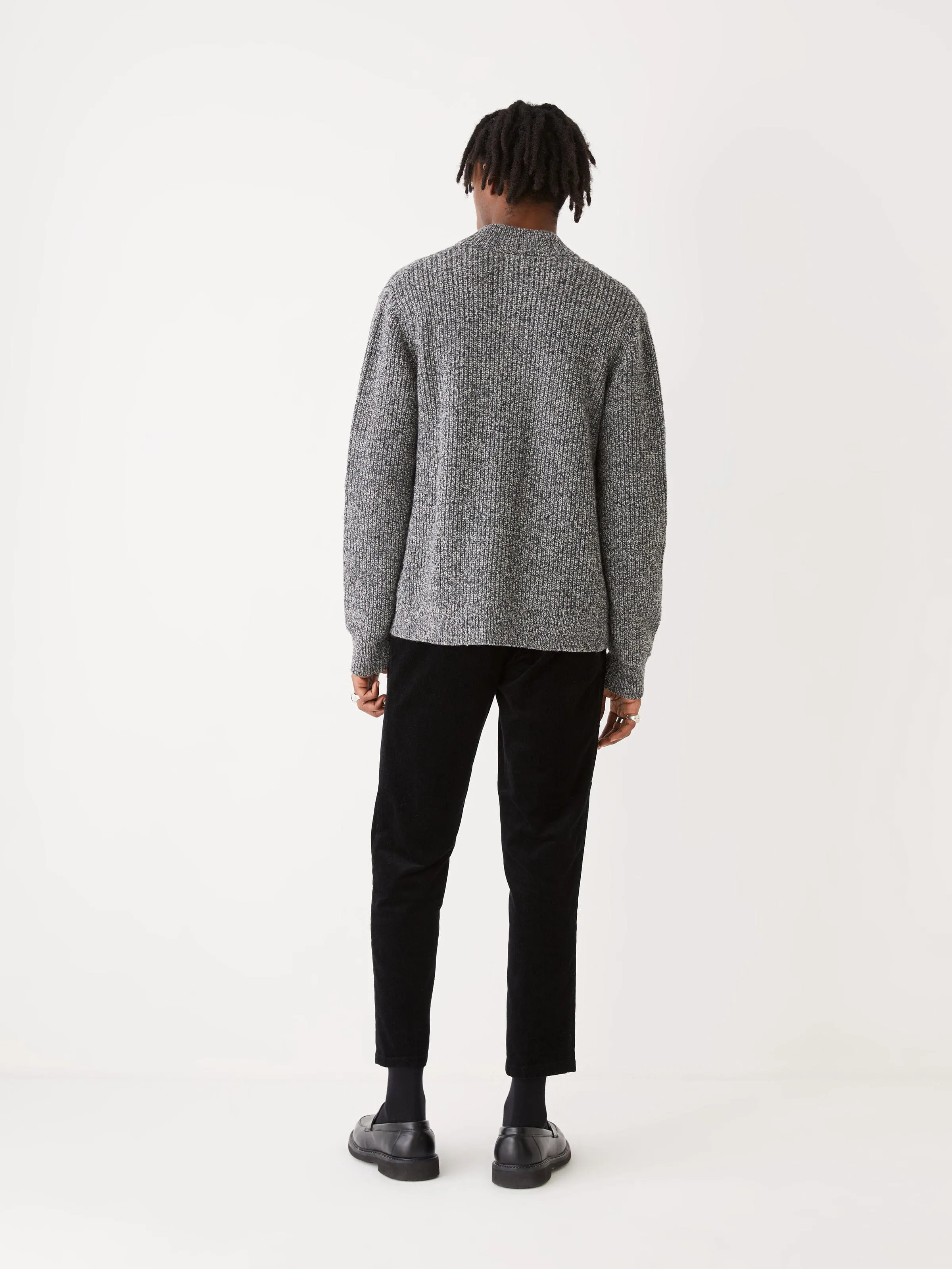 The Donegal Button-Up Sweater in Grey Black