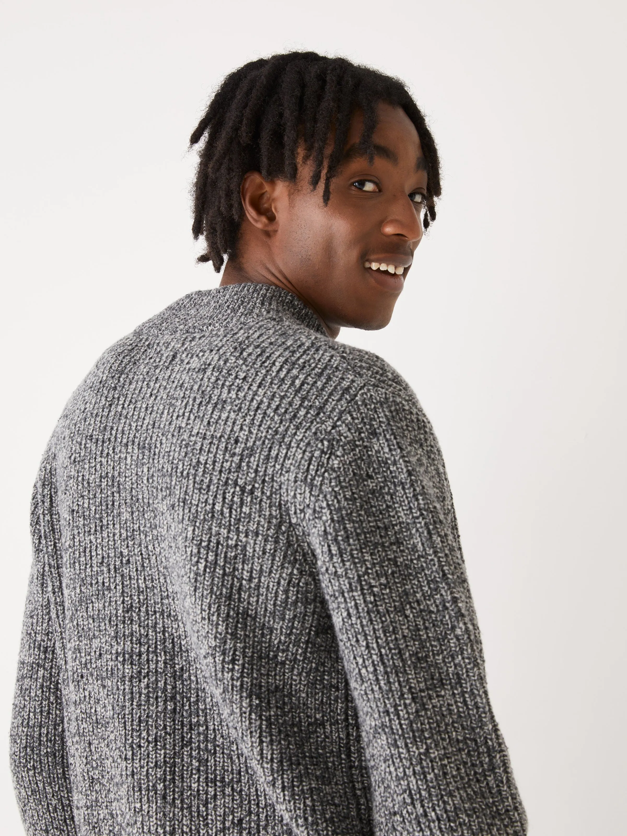 The Donegal Button-Up Sweater in Grey Black