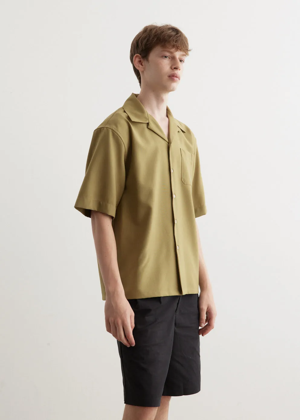 Tropical Wool Short-Sleeved Shirt