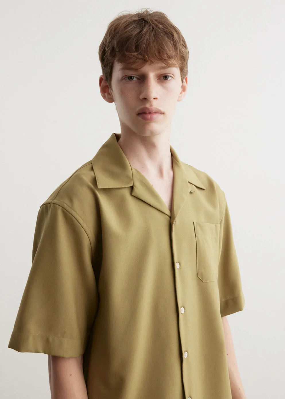 Tropical Wool Short-Sleeved Shirt