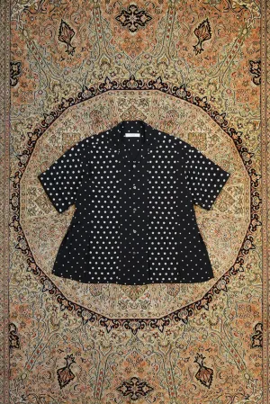 UJOH OPEN COLLAR SLIT SHIRT (BLACK DOT)