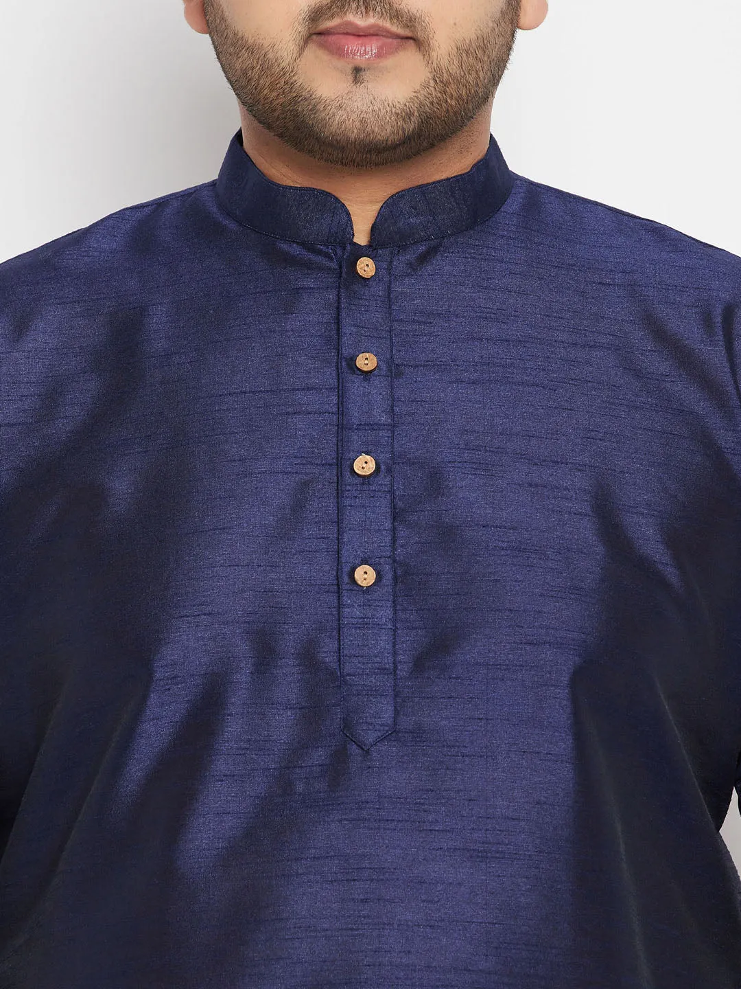 VASTRAMAY Men's Rose Gold and Navy Blue Silk Set