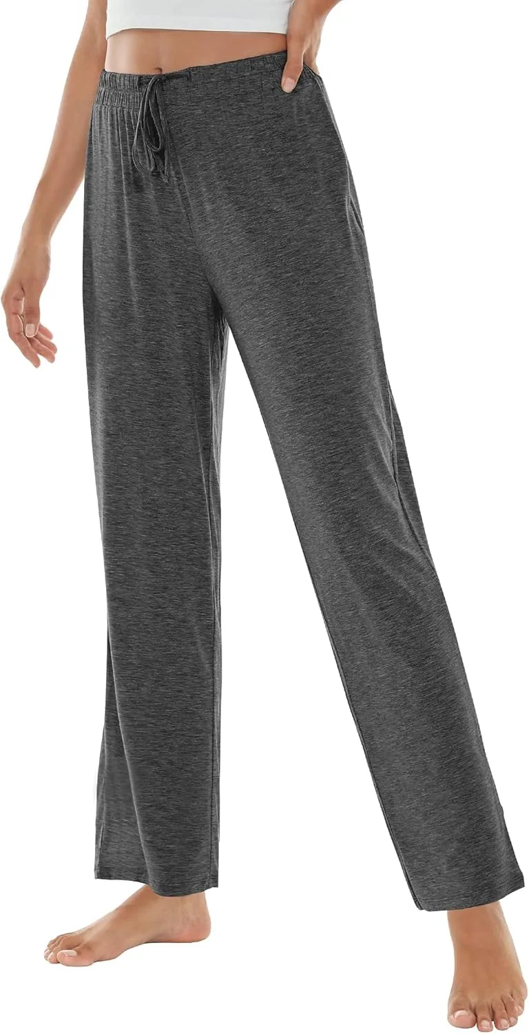 WiWi Pajama Pants for Women Viscose from Bamboo Soft Wide Leg Sweatpants Drawstring Bottoms Sleep Pj Pant S-XXL