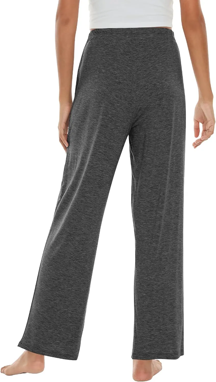 WiWi Pajama Pants for Women Viscose from Bamboo Soft Wide Leg Sweatpants Drawstring Bottoms Sleep Pj Pant S-XXL