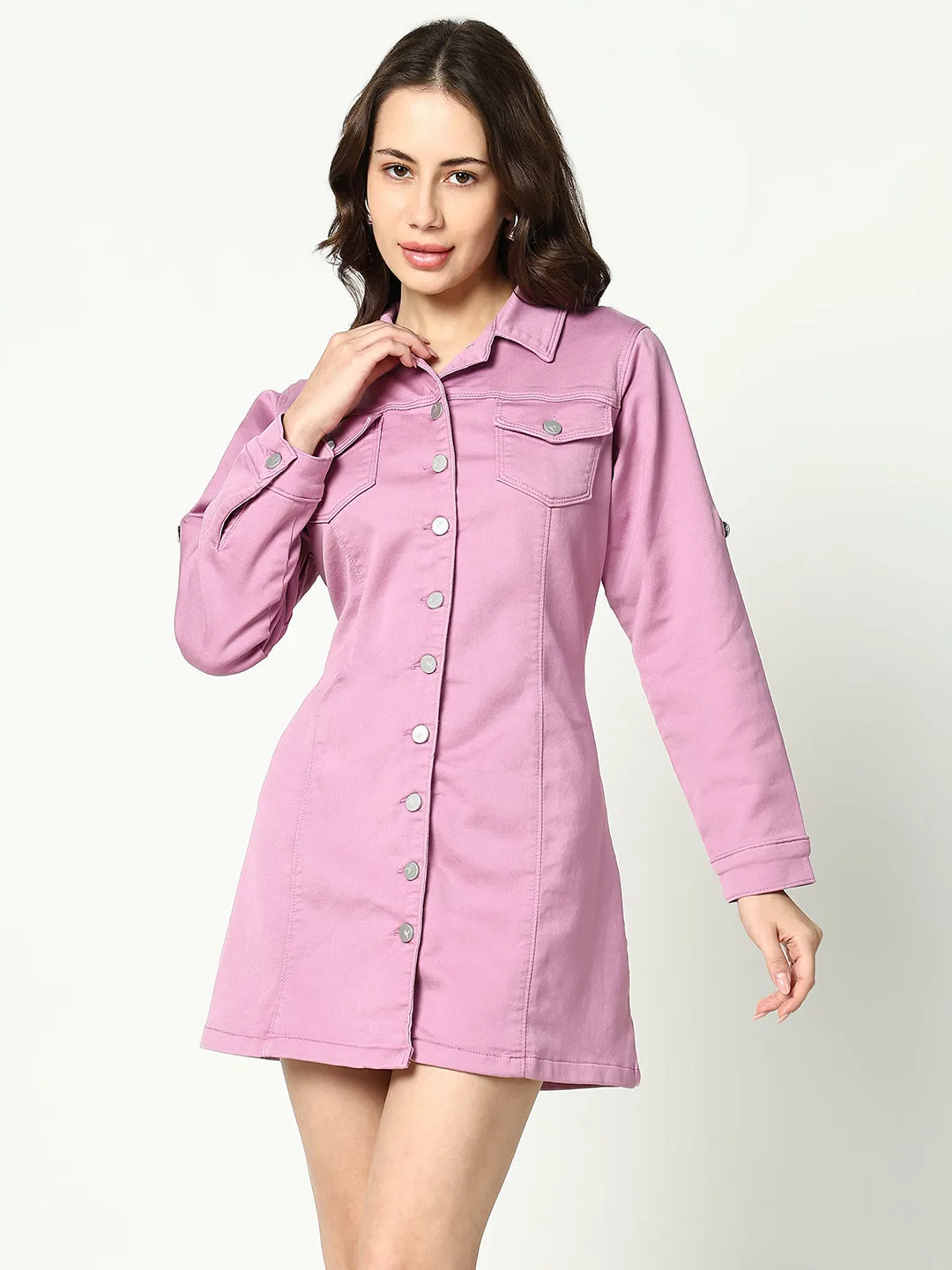 Women Purple Longline Dress
