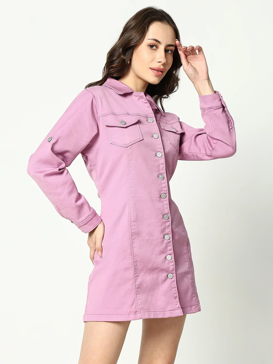 Women Purple Longline Dress