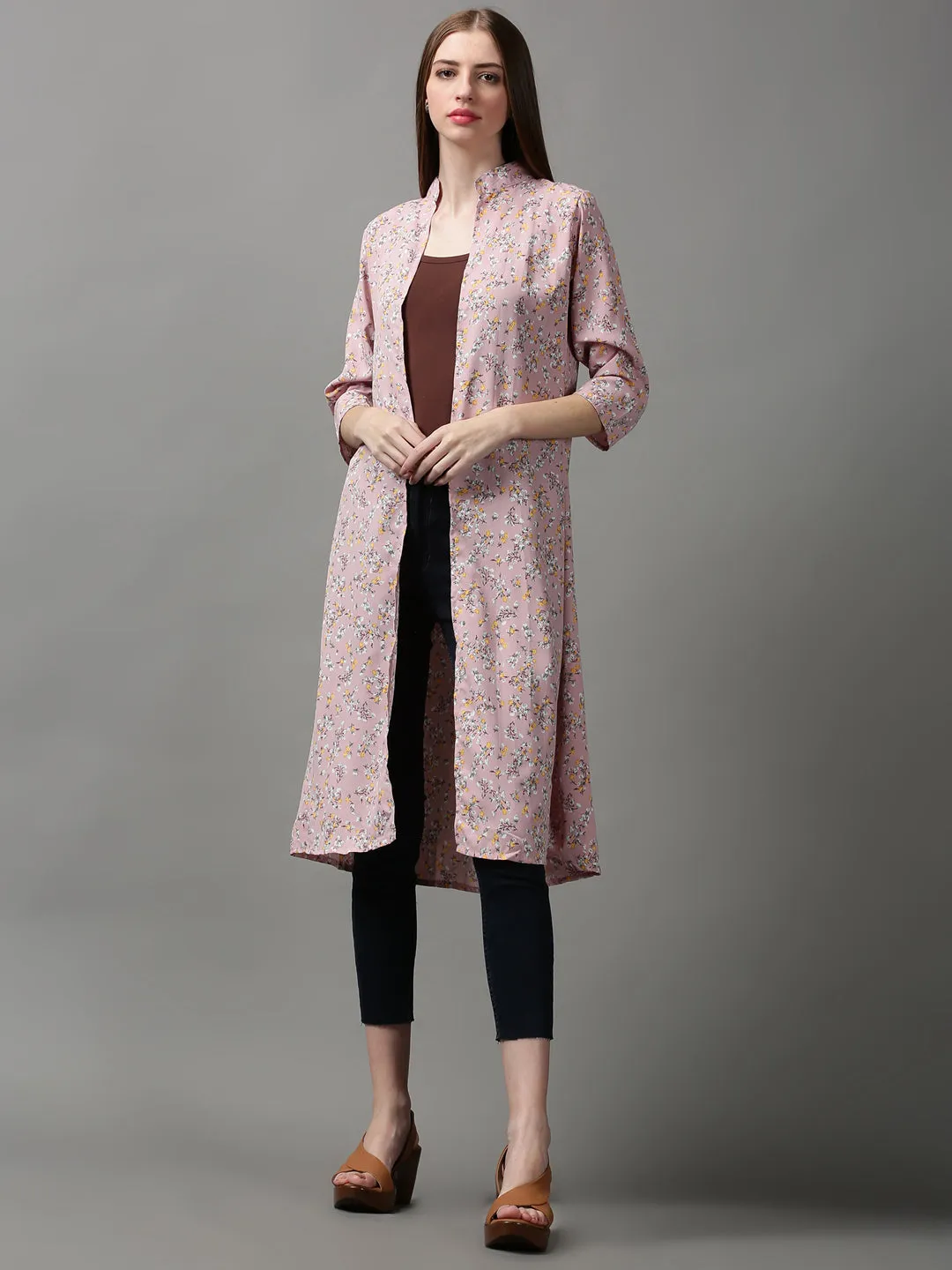 Women Purple Printed Longline Shrug