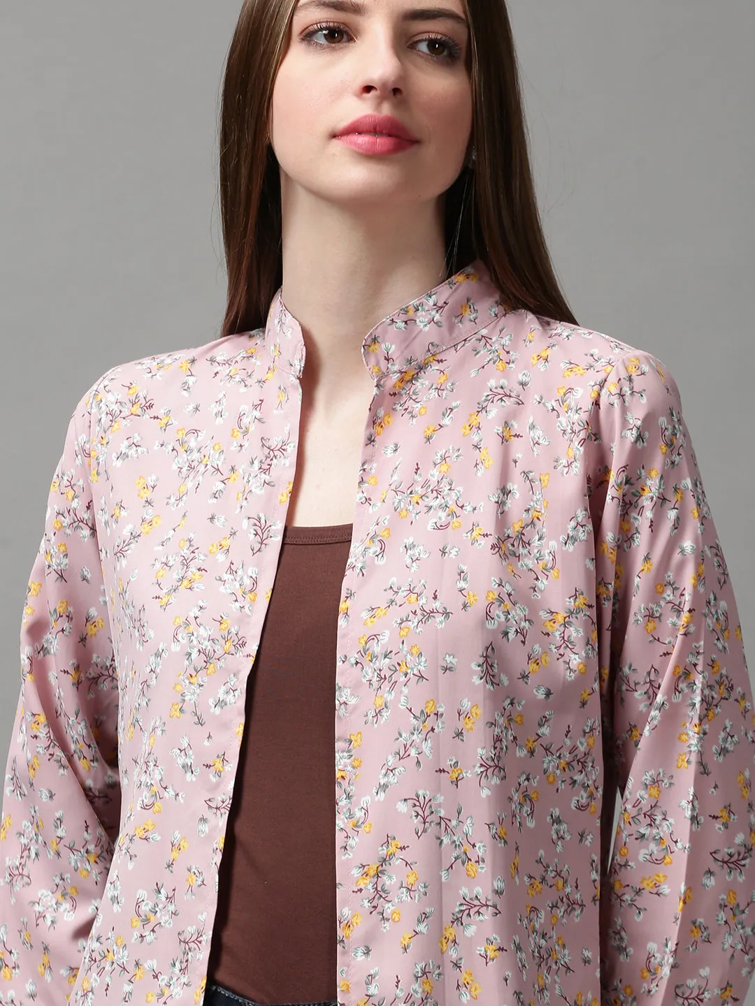 Women Purple Printed Longline Shrug
