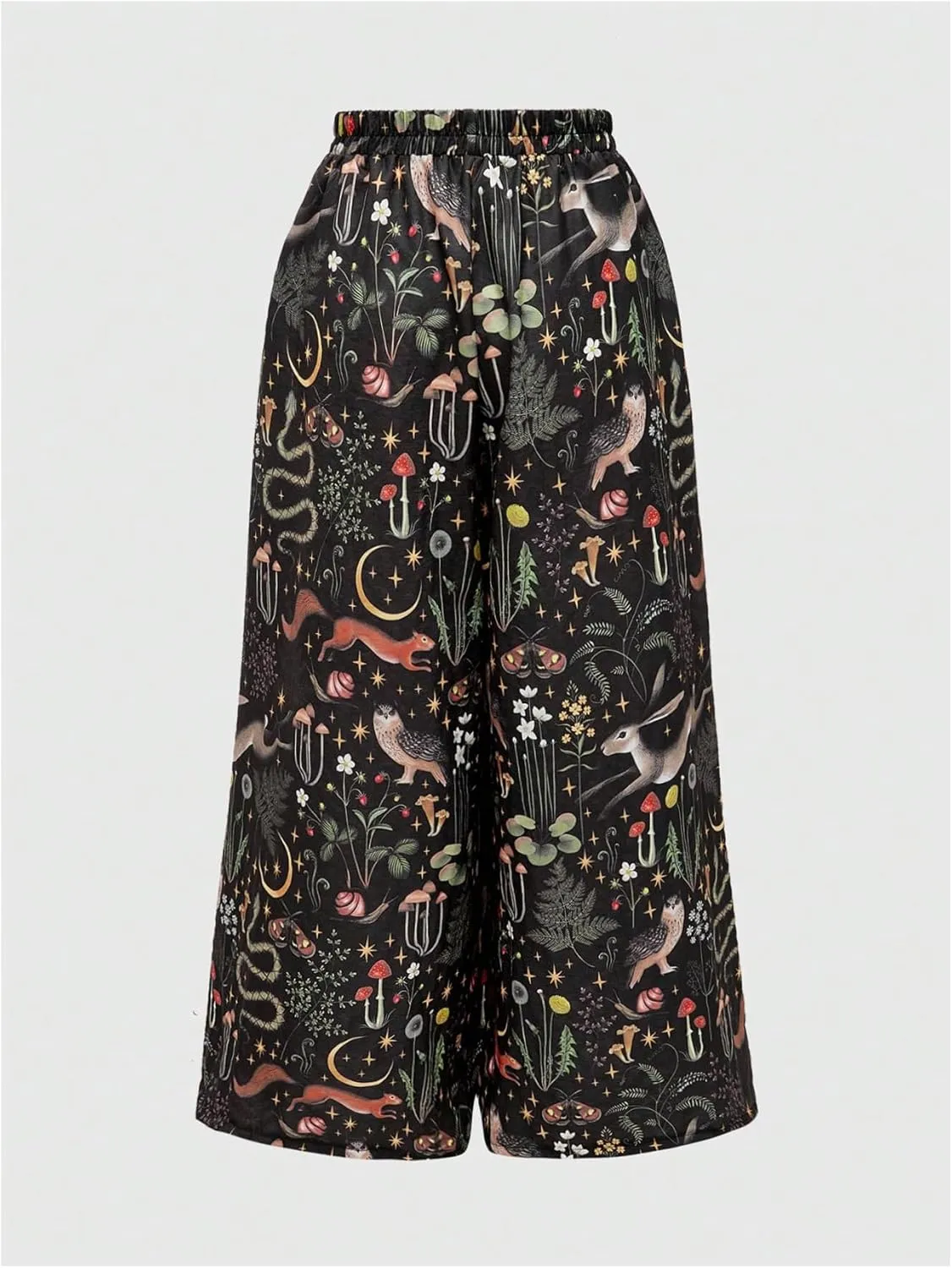 Women's Plus Size Graphic Print Wide Leg Trousers Elastic High Waist Loose Palazzo Pants